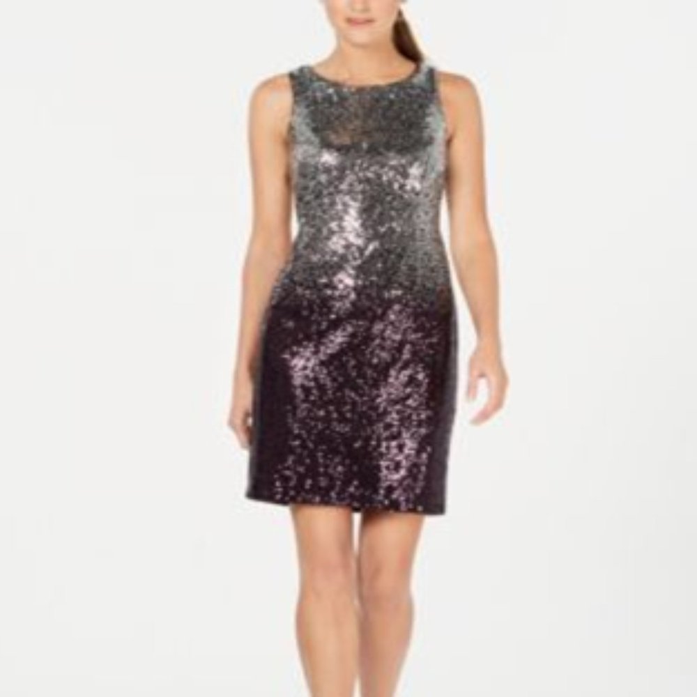 C. K Ombre Sequin Sheath Dress Silver/Aubergine -8